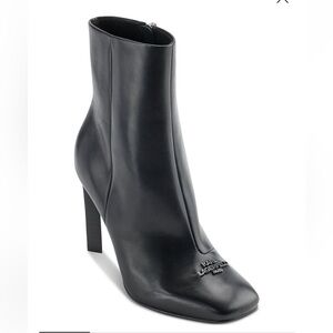 Karl Lagerfeld Paris Vica Black Patent Leather Dress Booties
